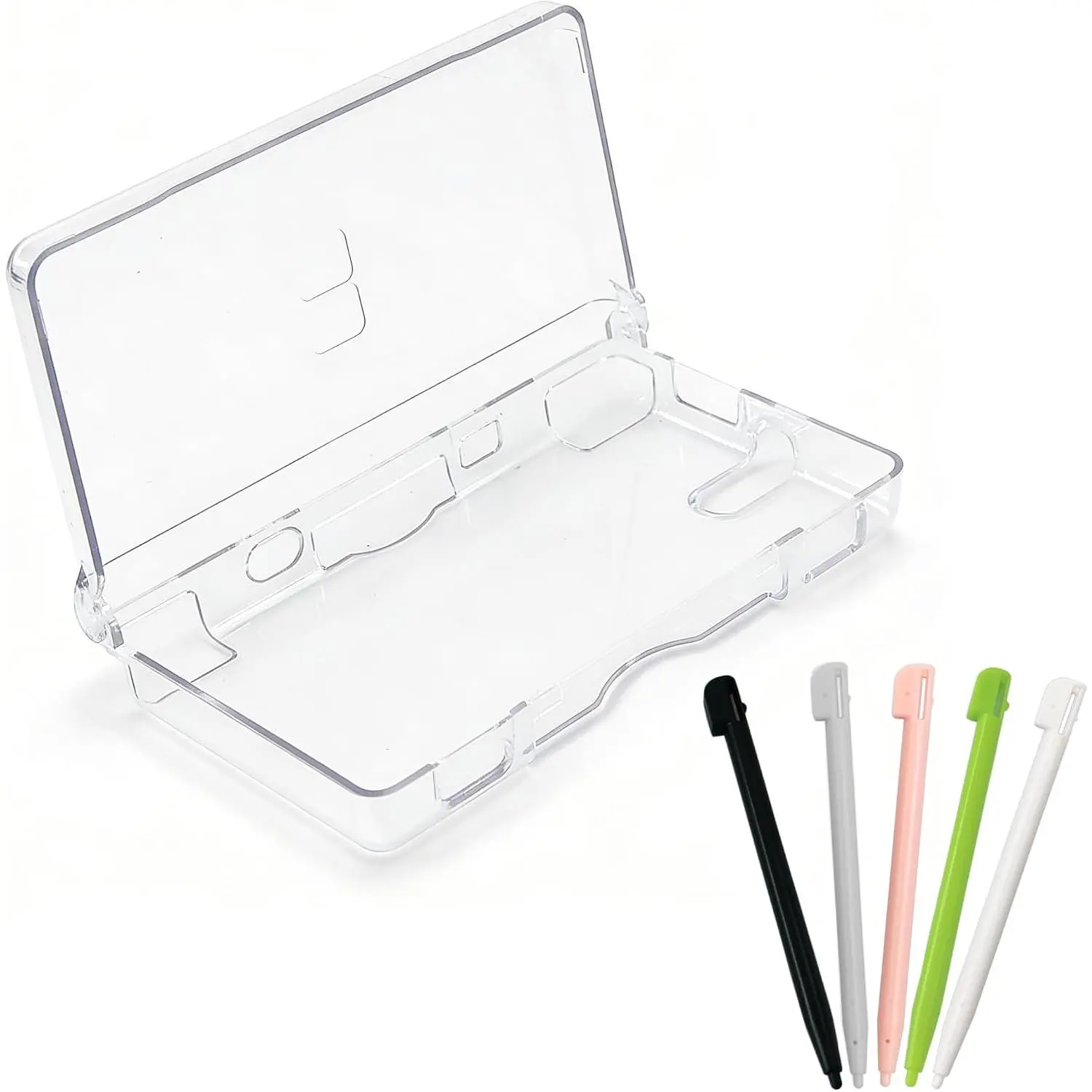 5 count Stylus Pen and Transparent Hard Protective Shell for DS Lite, Ultra Clear Transparent Hard Case and  Color  Stylus Pen Compatible with NDSL