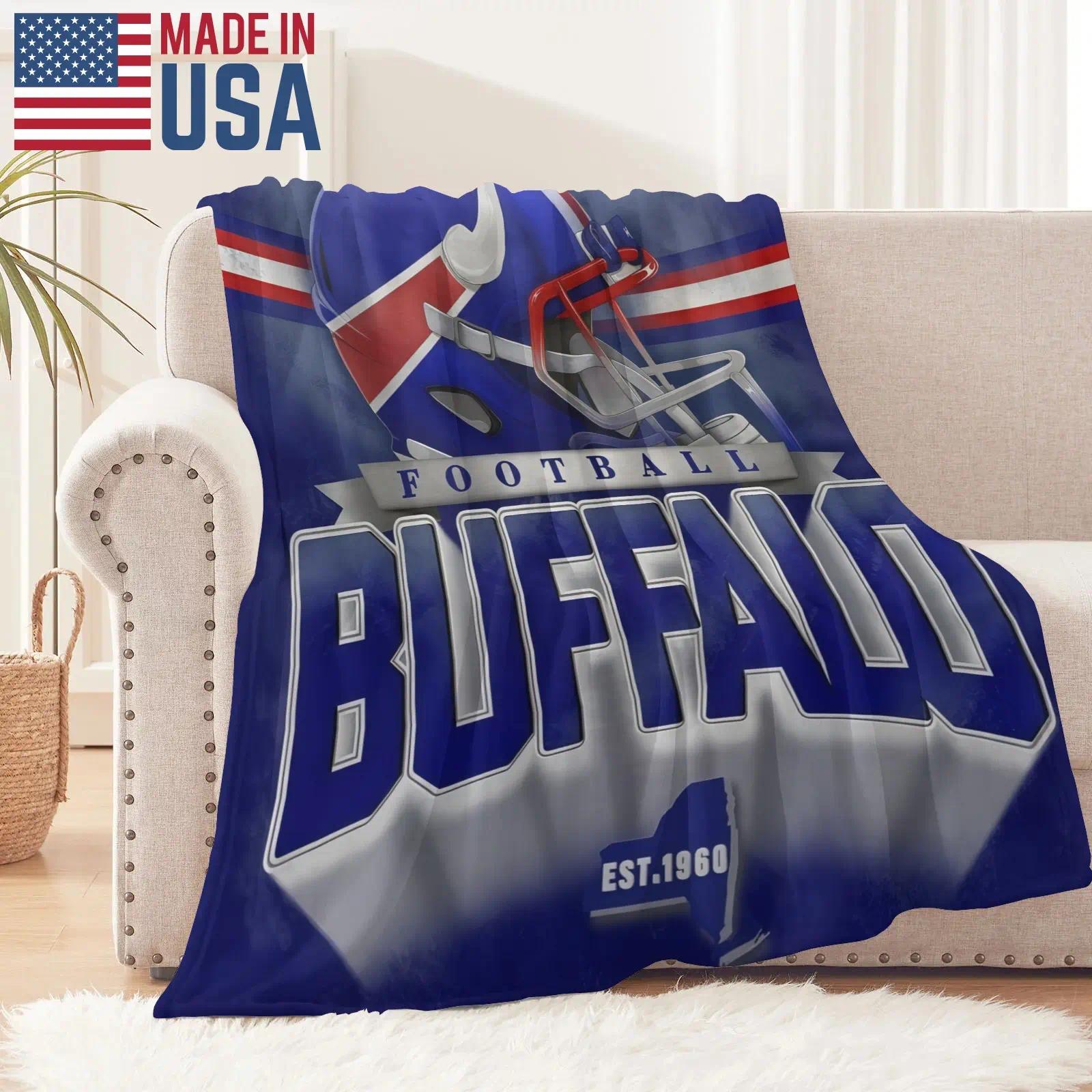 Buffalo Football Blanket Soft Cozy Leisure Warm Bed Blanket for Couch & Bedroom, Flannel & Fleece Throw Blankets, Sporty, Vibrant, Iconic, Ideal Gift for Football Fans & Buffalo Supporters, Birthday, Holiday