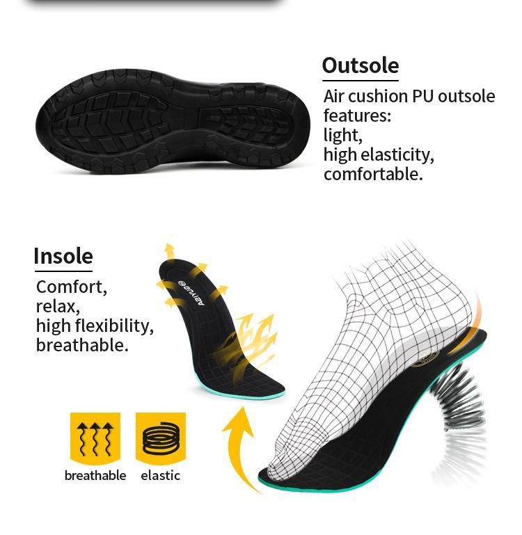 Breathable mesh safety shoes for men, lightweight and comfortable work shoes, slip-resistant, color block Indestructible