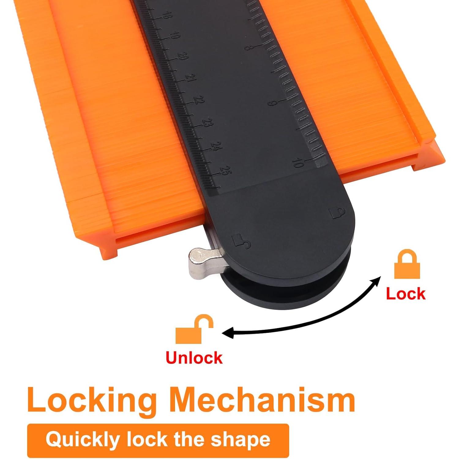 10 Inch Super Gauge Shape and Outline Tool, Contour Gauge Profile Tool with Lock, Measuring Tools Shape Duplicator Woodworking Tools