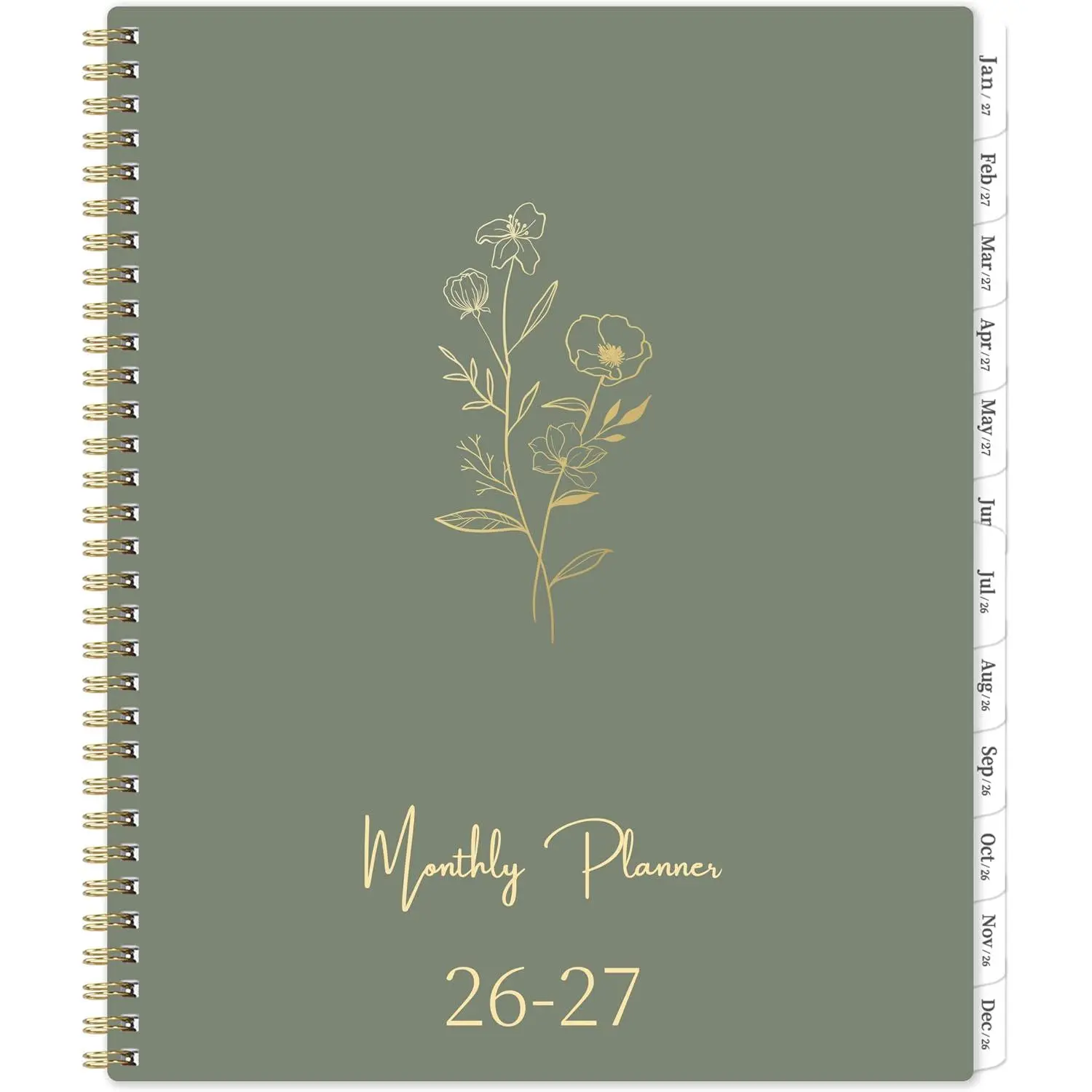 2026-2027 Monthly Planner - Monthly Planner 2026-2027, JUL. 2026 - DEC. 2027, 9" x 11", Tabs & Note Pages, Spiral Binding, Thick Paper,  Pocket