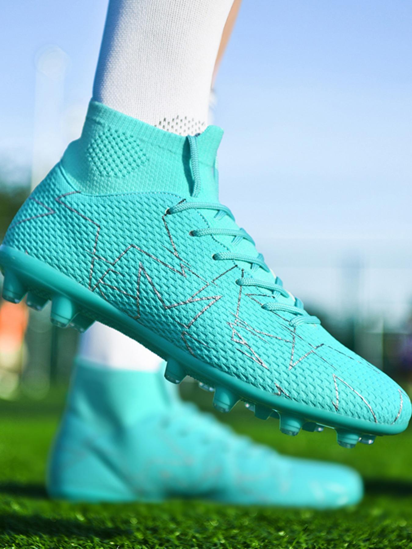 Men's High-top Lace-up Football Boots, Football Field Boots, Breathable & Non-slip Football Shoes, Professional PU Soccer Shoes for Outdoor Training