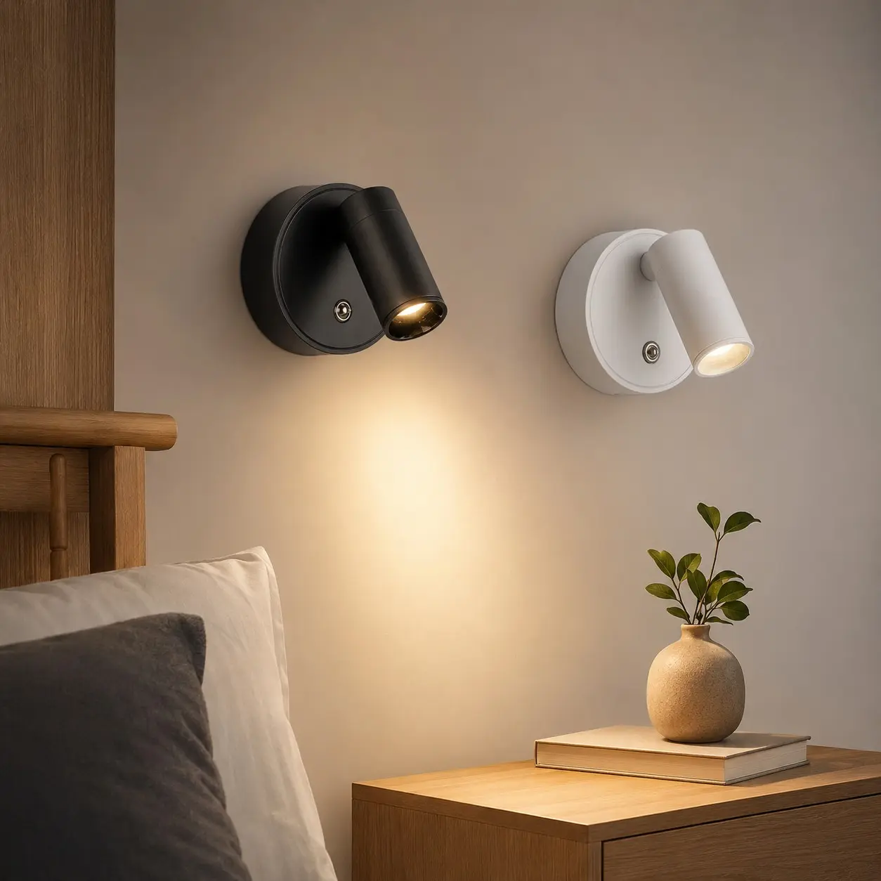 Led Wall Light USB Rechargeable Lamp Indoor with Touch Control Sconce 350°+90°Rotation Lighting Dimmable for Living Room Bedroom Reading