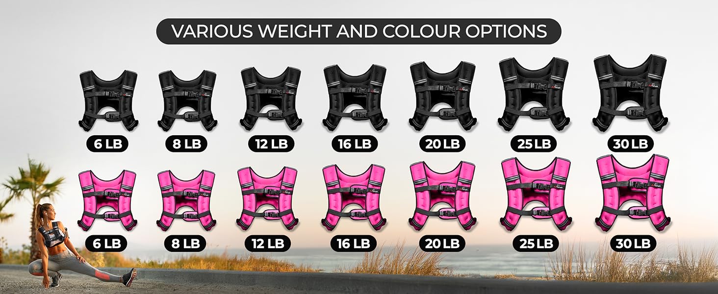 Weight Vest for Running, Strength & Muscle Building, Features Reflective Stripe for Safe Outdoor Workouts (available in 6lbs to 30lbs)