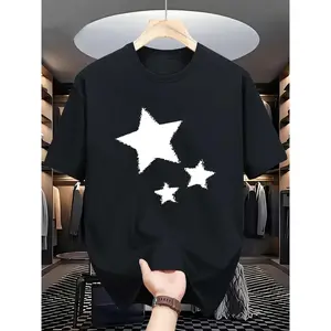 Summer Casual Short-sleeved Printed Cotton T-shirts with Geometric Pattern, And All-Season Comfort - Unisex Fit for Men And Women