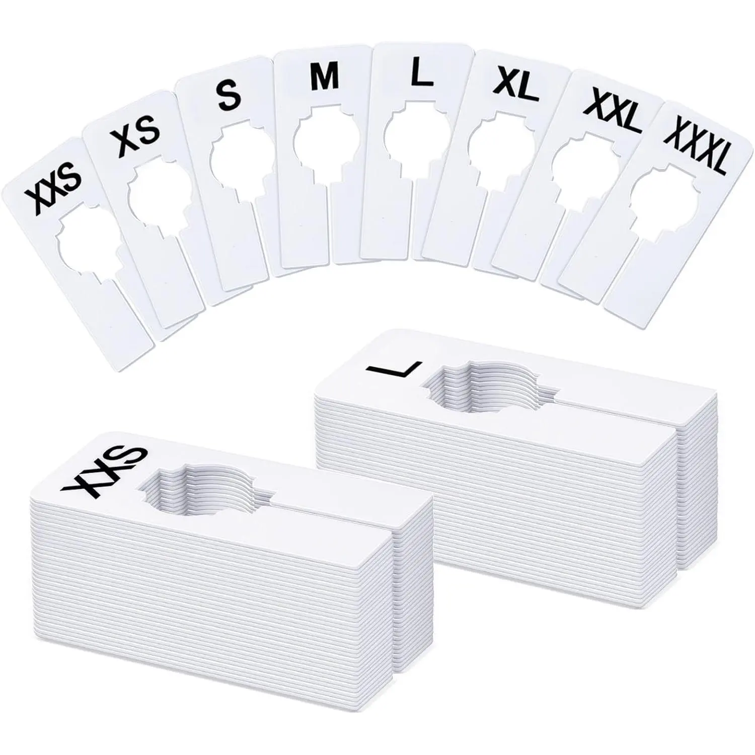 40 PCS Closet Dividers, Writable and Reusable Closet Rack Dividers Hangers, Preprinted in 8 Sizes XXS, XS, S, M, L, XL, XXL, XXXL (White)