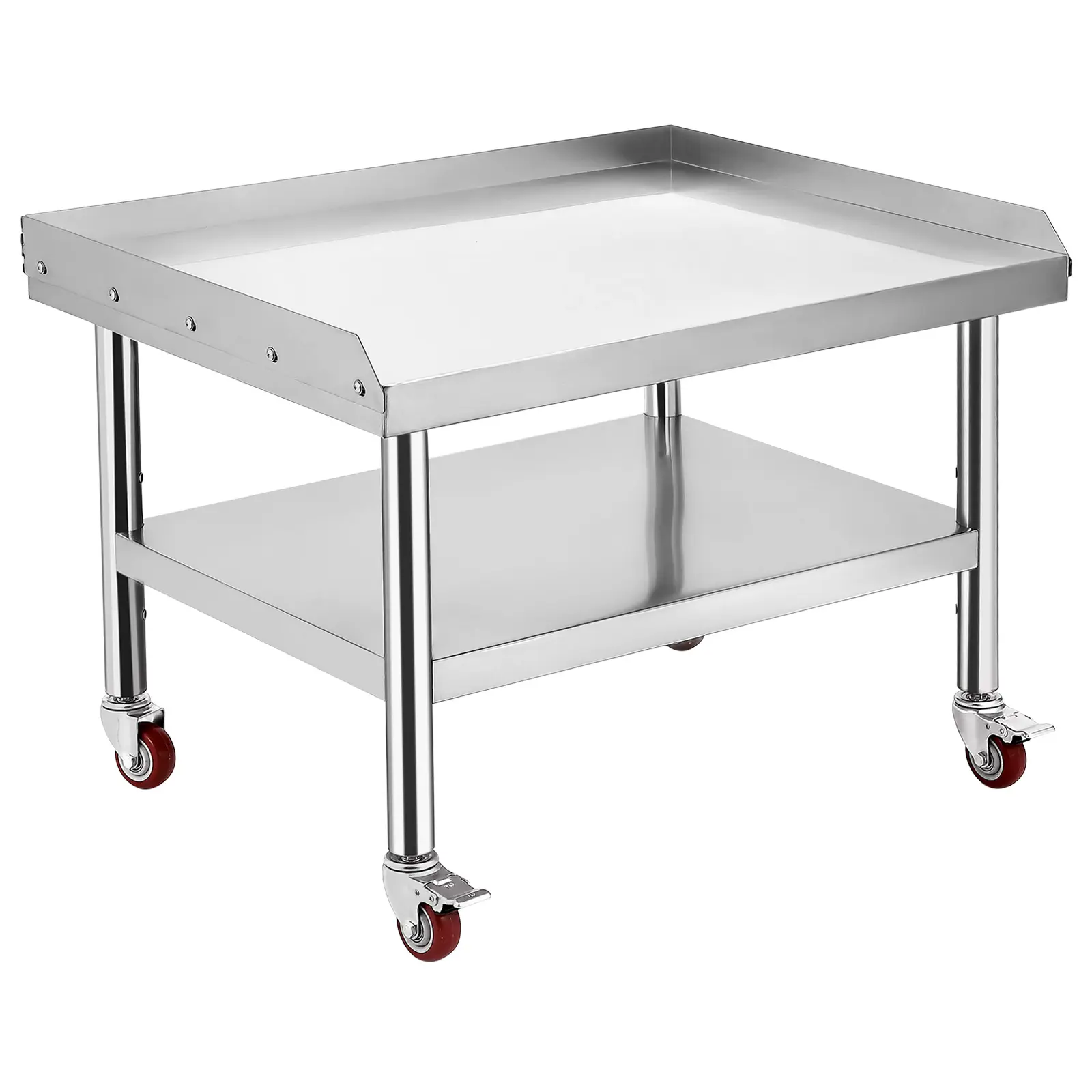 36 x 28 Inch Stainless Steel BBQ Prep Table – Heavy-Duty Commercial Work Station with Adjustable Shelf, Fixed Legs or Locking Casters