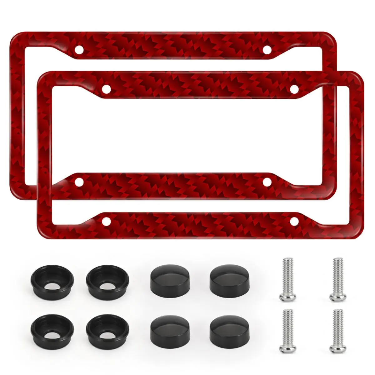 2pcs Red License Plate Frames with Screws & Caps, Easy to Install & Rust Proof, Automotive Car Exterior Decoration Accessories for Car, Truck, SUV, Car Accessories for Men/Women