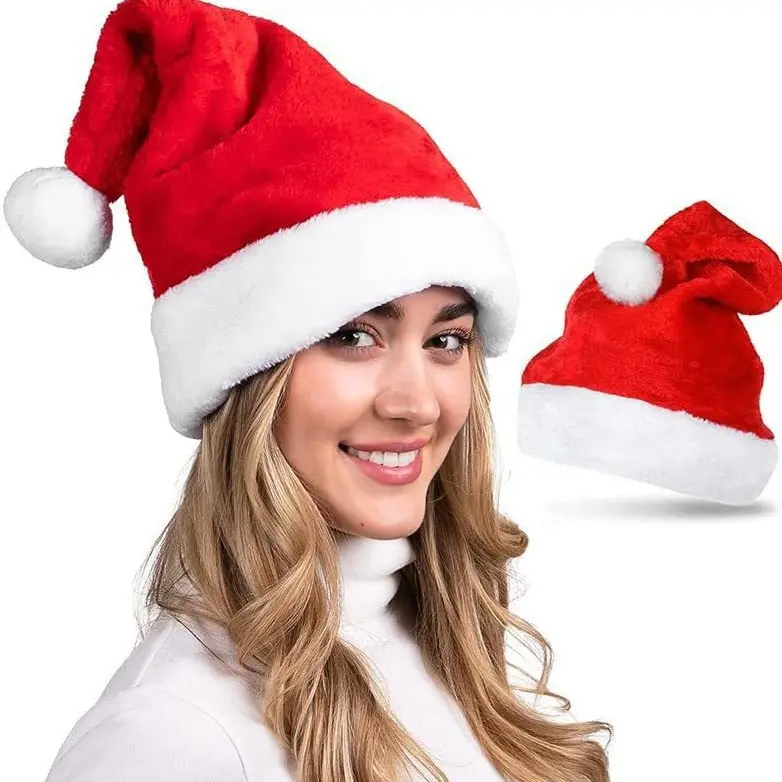 Classic Santa Hat with Faux Fur Trim, Unisex Lightweight Holiday Accessory for Festive Parties, Photo Shoots & Camera Videos, Accessories, One Size Fits