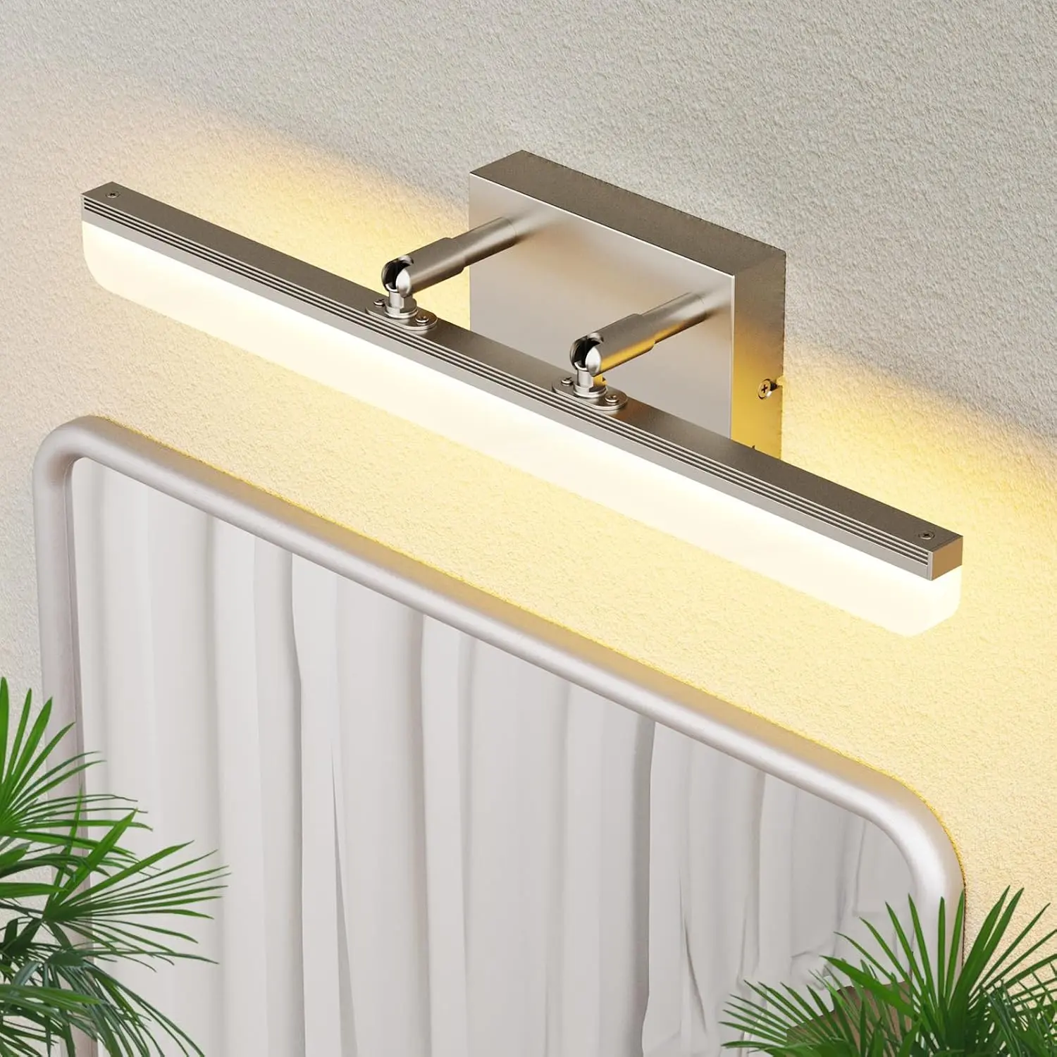 Brushed Nickel Dimmable LED Vanity Light - 15.7in 5CCT Adjustable Color Temperatures Wall Light Bar with Adjustable Angle, ETL Certified, Easy Hardwired Installation for Bathroom, Apartment, Powder Room