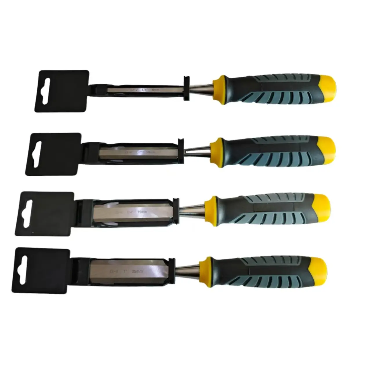 4-Piece Woodworking Tool Set, Wooden Chisels with Through Handle, Flat Chisel, Carving Chisel, Special Steel, Carpenter Tools