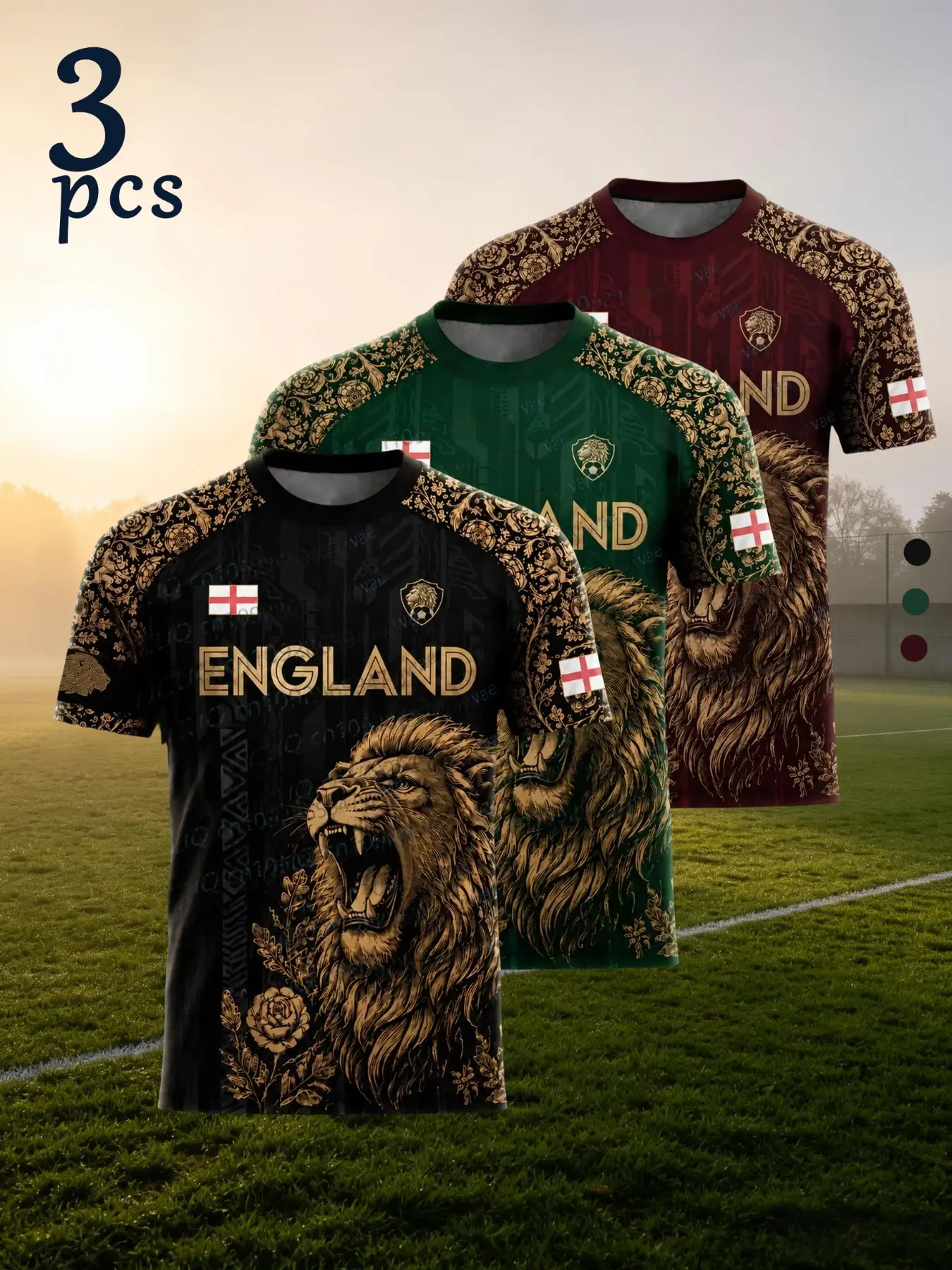 Men's Summer Sports T-Shirt, Round Neck Short Sleeve, Lion Print, Loose Fit, Ideal for Outdoor Activities, Team Wear, Gift Idea