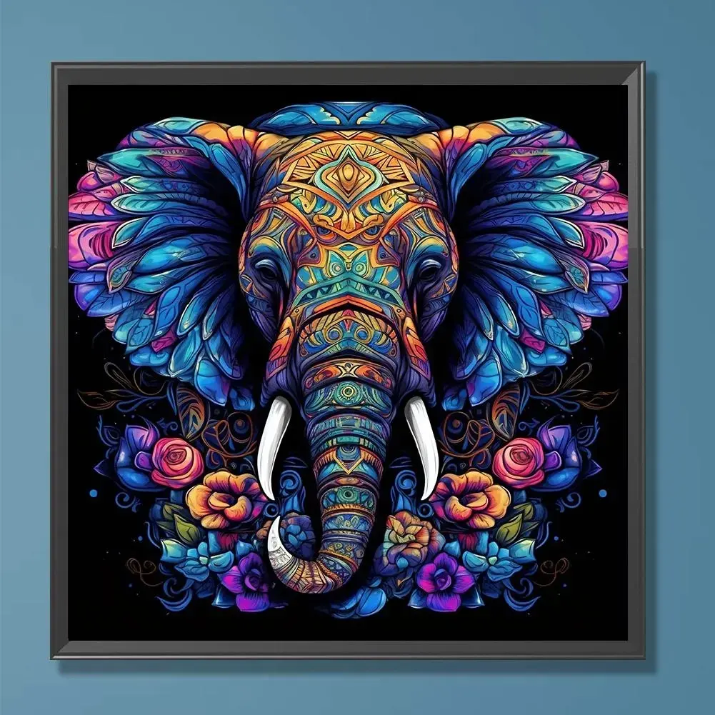 Elephant Pattern DIY Diamond Art Painting Picture without Frame, Diamond Pattern Design, Diamond Painting Kits, 5D Diamond Art Paint Cross Stitch Kit, DIY Decorative Painting for Bedroom Living Room Office, Handicraft