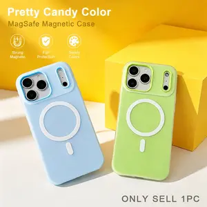 Luxury Candy Color Phone Case: Fashion 2-in-1 Magnetic Wireless Charging Phone Case Compatible with iPhone 17 Pro Max 16 15 14 13 17ProMax Cases Anti Fingerprint All Inclusive Matte Soft Shell Shockproof Back Cover Men Women Girls