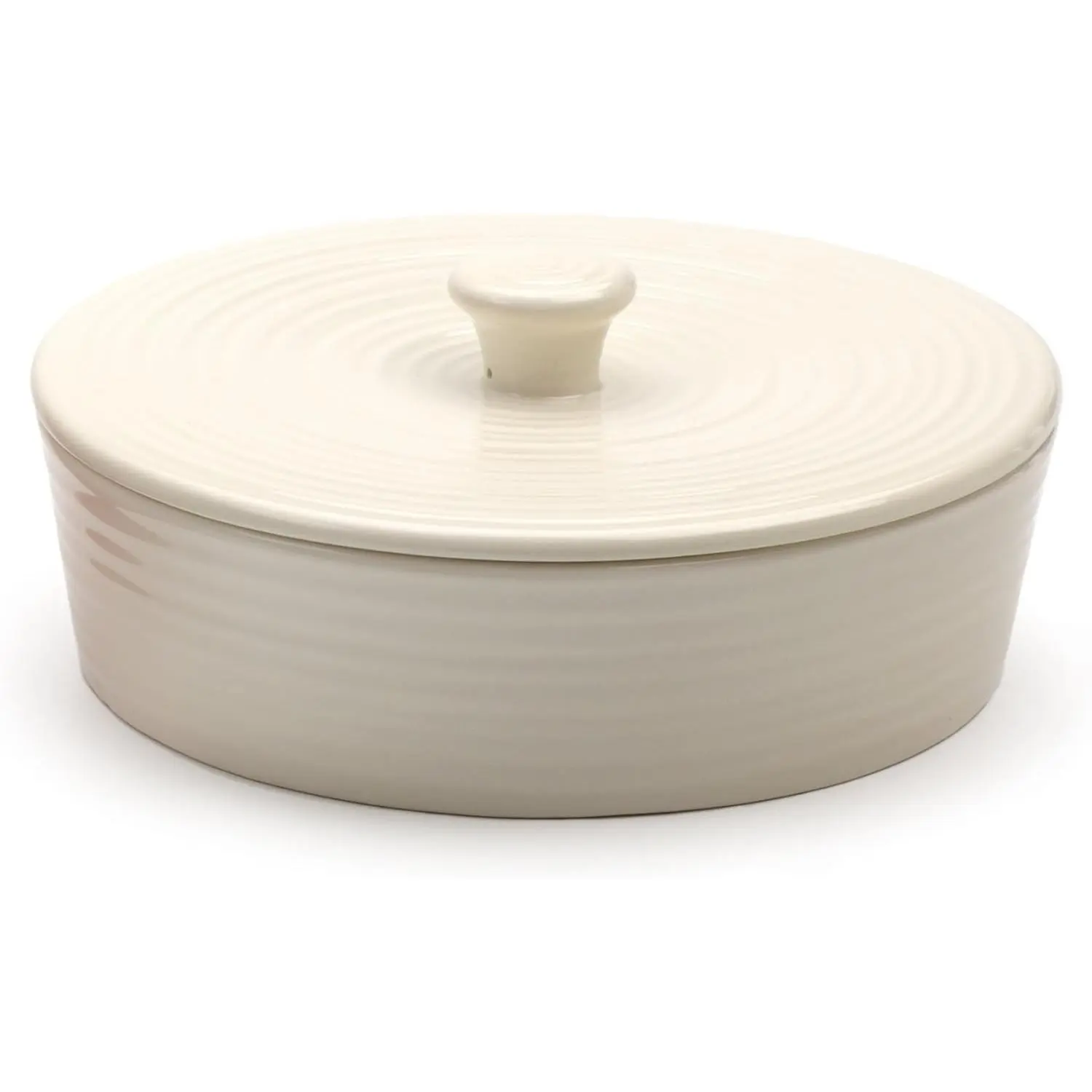International White Stoneware Tortilla Warmer & Server with Lid, 8.5" Dia x 3.5", Microwave, Oven & Dishwasher Safe