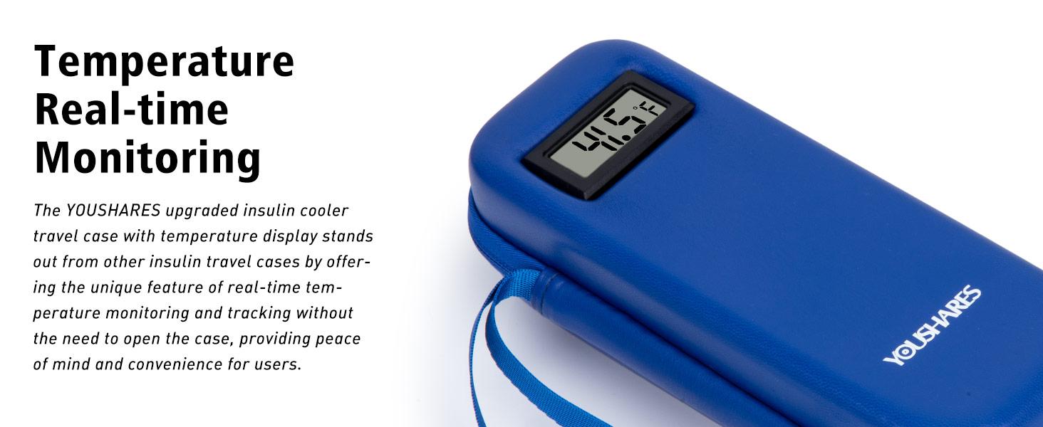 Insulin Cooler Travel Case with Temperature Display - Refrigerated Medicine Cooling Bag with 2 TSA Approved Ice Pack, Medication Pen Diabetic Supplies Organizer for Trip and Daily