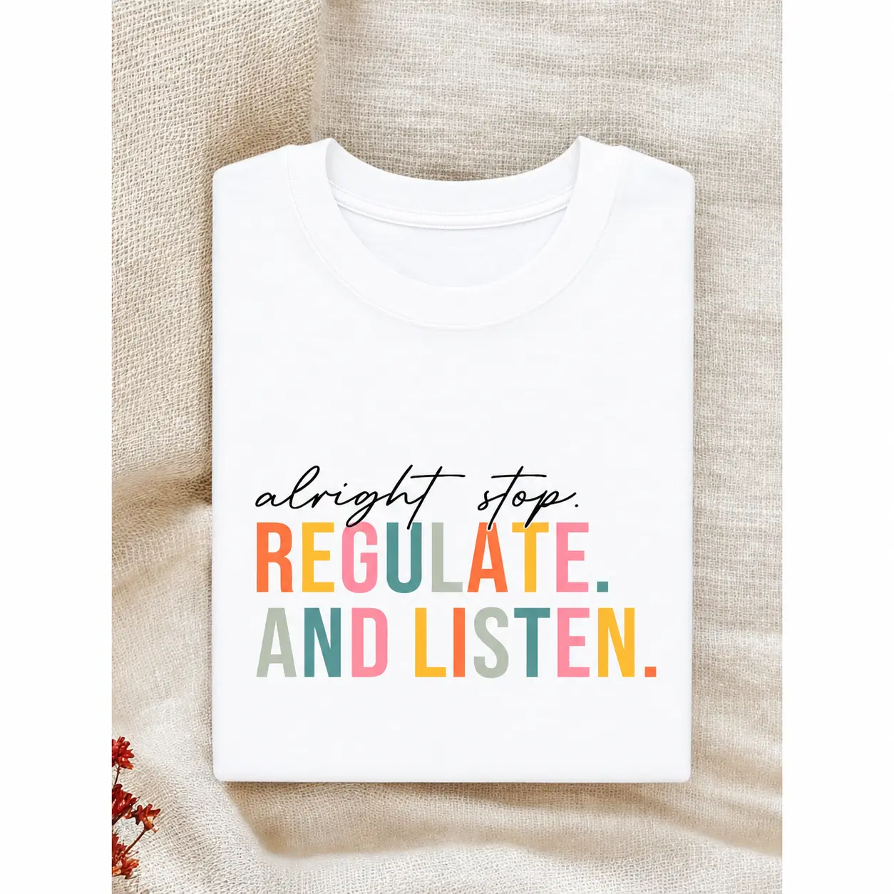 Women's Customized Loose Short-Sleeve Print Unisex Vintage T-Shirt - Colorful Letter Graphic, Sensory Regulation Gift for Teachers, Casual Oversized Top