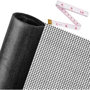 Replacement Window Screens, 48X118 Inch Durable Window Screen Mesh, DIY Adjustable Fiberglass Screen Repair Kit Sliding Net Roll for Patio Porch Door Windows, Black