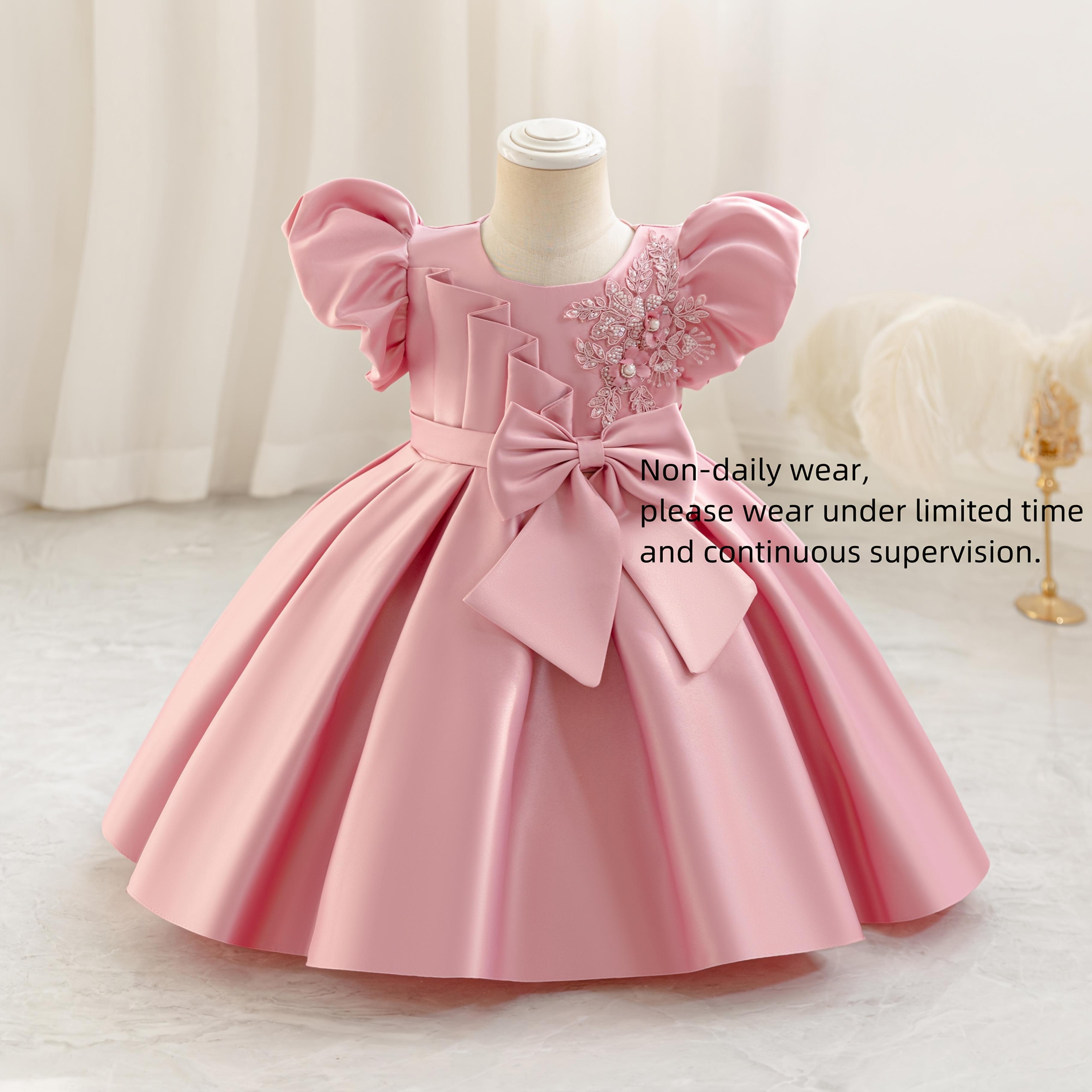 Girls' Birthday Princess Party dress - Soft Pink Formal gown with flared skirt, Non-Stretchy Birthday, Christmas,, Girl Dres, Pink Dres, Elegant Dress Girl, Princess Dress Girl, Pink Dress Girl