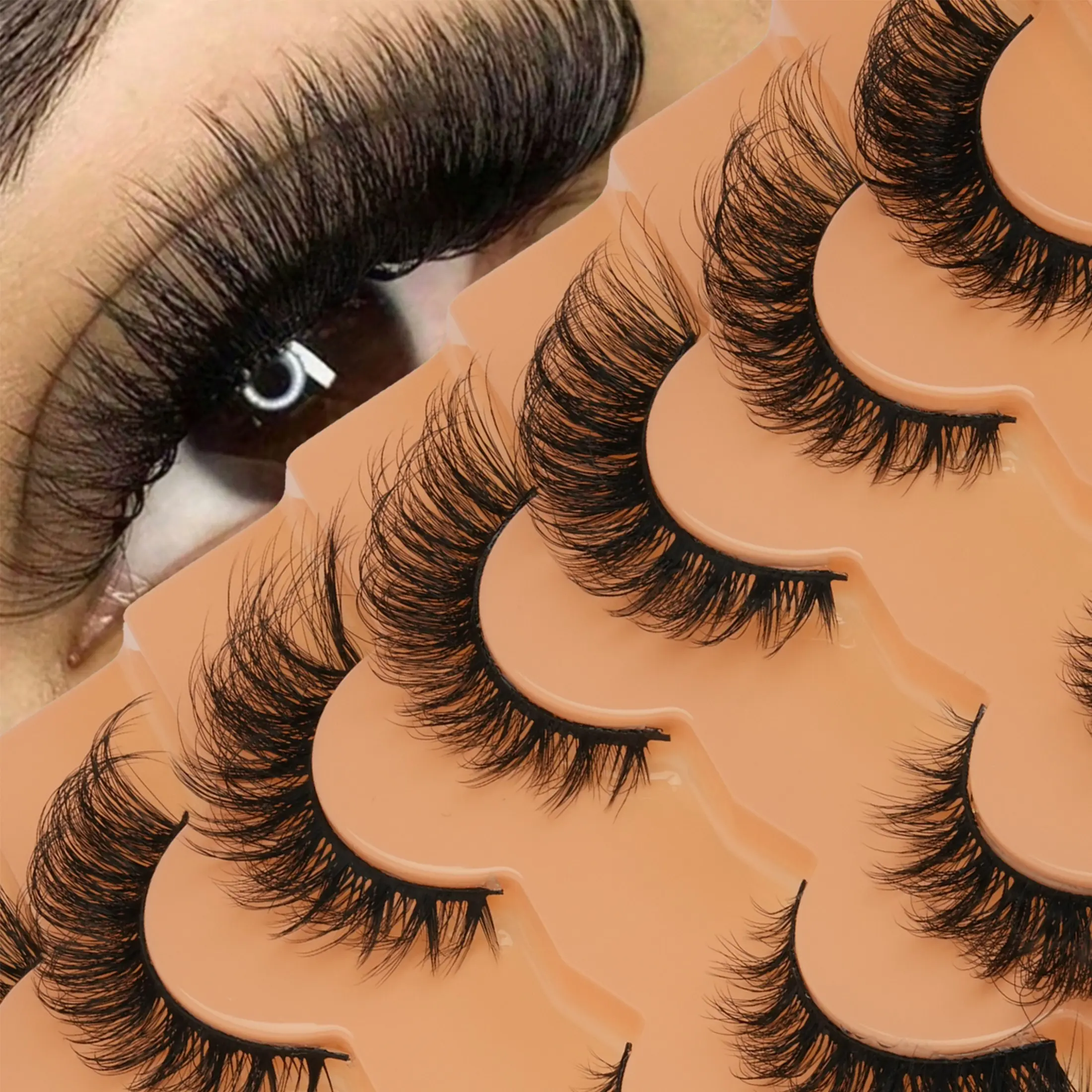 7 Pairs Cat Eye False Eyelashes, Natural Look, Soft and Fluffy, Perfect for Daily Makeup, Romantic Dates, Enhance Your Eyes Naturally