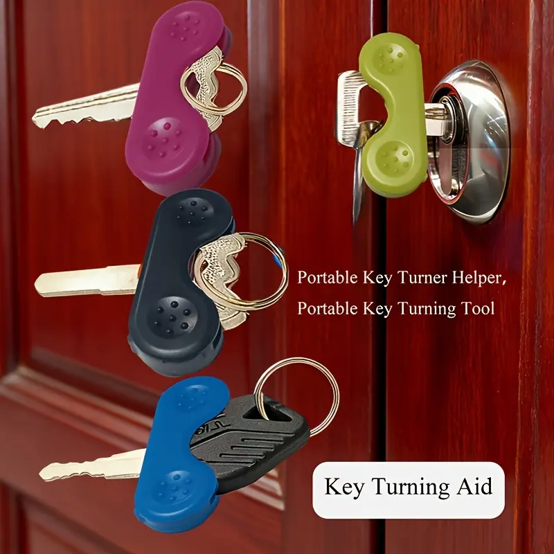 Set Key Turner Aid, Easy Grip, Brightly Colored Rotating Key Holder, Ideal for Rheumatism & Disease, Comfortable Key Management Tool