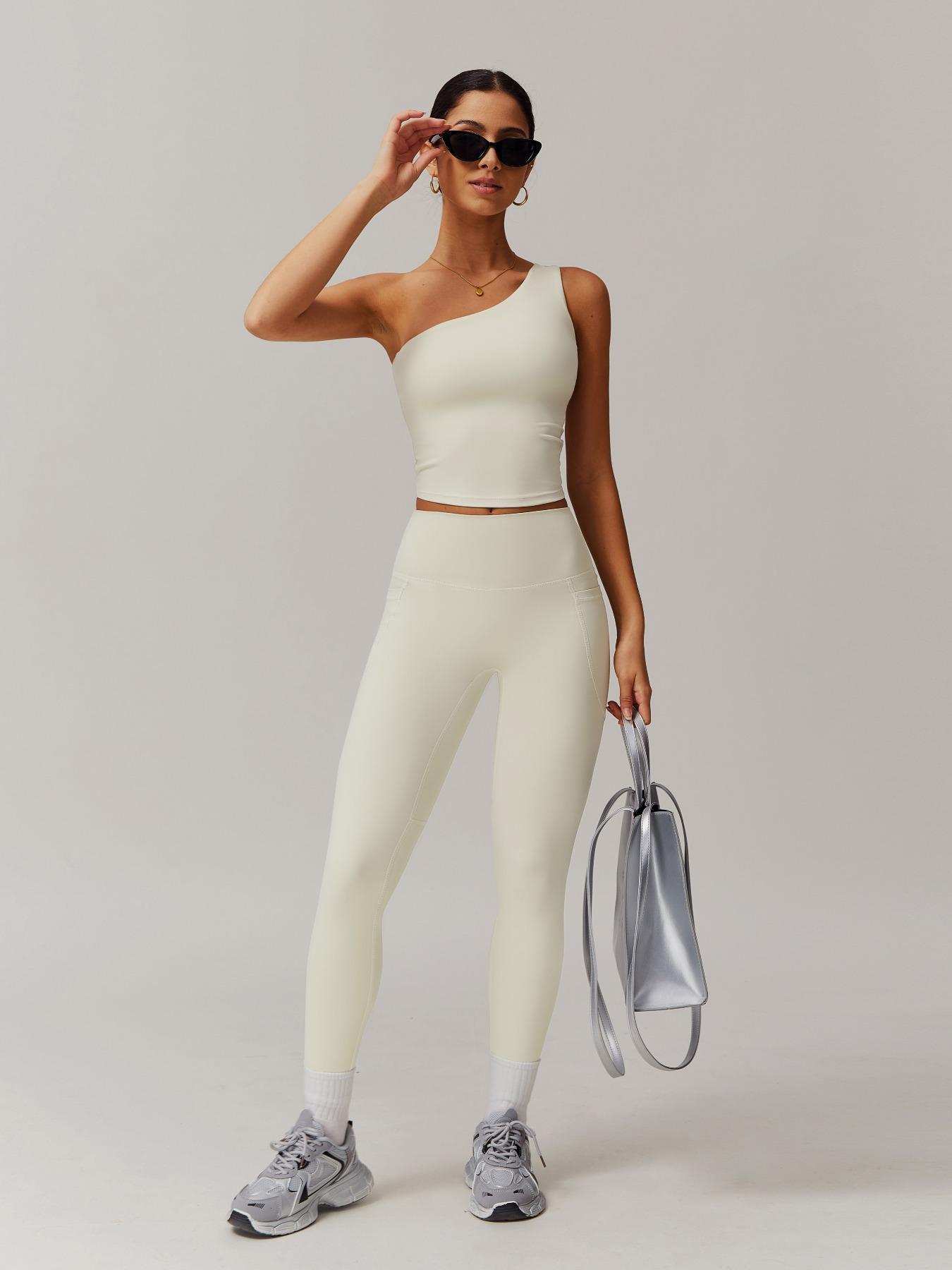 Women's Solid Crop Top & Leggings Tracksuit Set, Casual Breathable Sportswear Set for Workout Running, Ladies Sportswear for All Seasons, Activewear, Yoga Wear, Workout Clothes Women, Sweatsuit Sets