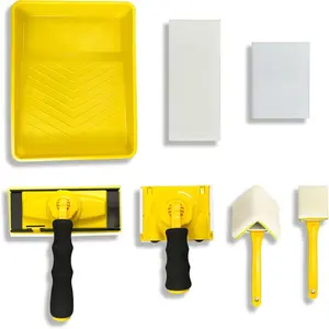 Paint Edger Tool Kit – 9 Inch Paint Pad Set (7 PCS) with Trim & Corner Pads, Touch-Up Paint Edger for Walls, Ceilings, and Edges, 360° Rotating Handle Paint Trimmer with Refill Pads
