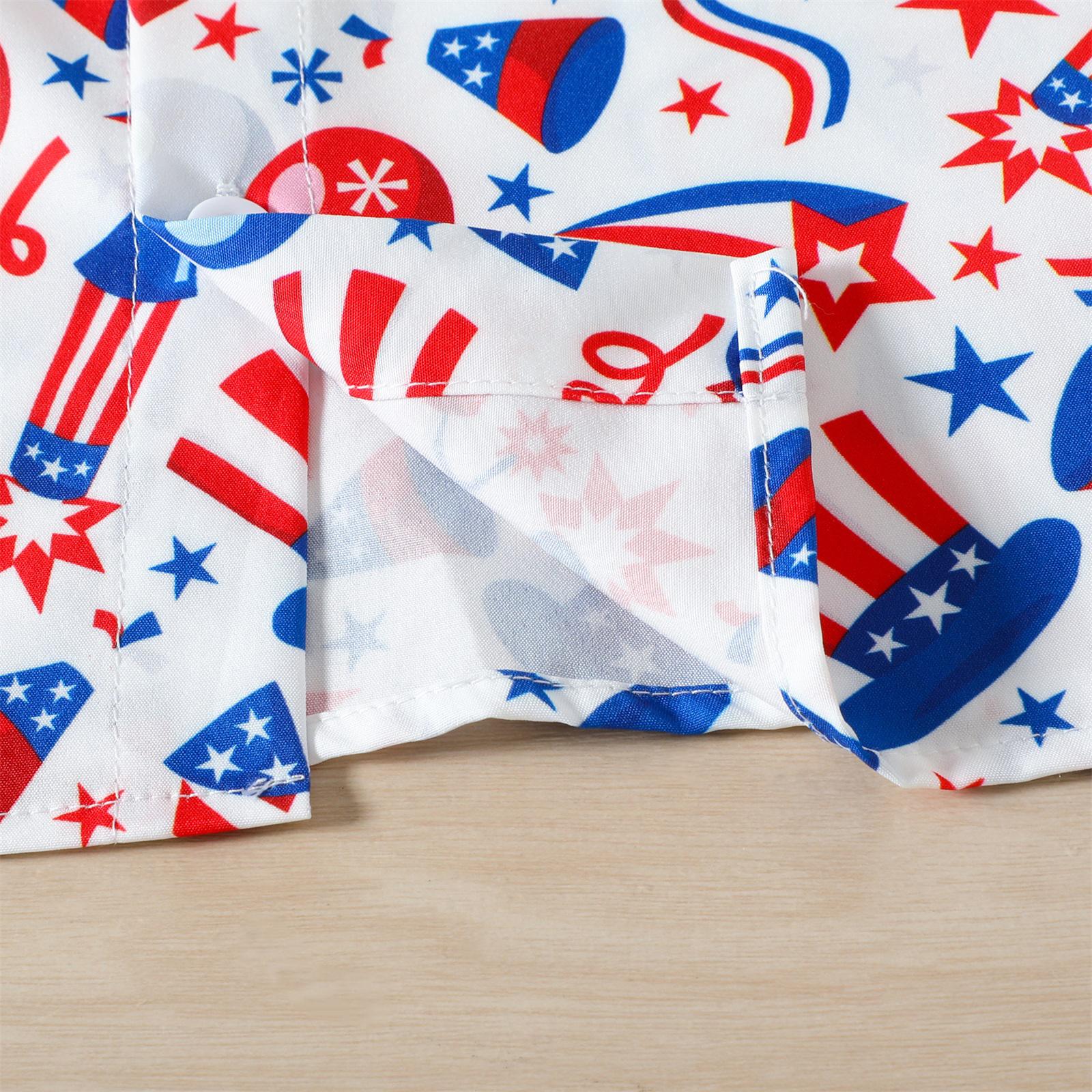 Toddler Baby Boy 4th of July Summer Outfit US Flag/Hat Print Short Sleeve Button Down Shirt and Blue Casual Shorts Set Patriotic Clothes Toddler Baby Boy 4th of July Summer Outfit US Flag/Hat Print Short Sleeve Button Down Shirt and Blue Casual Shorts Set Patriotic Clothes