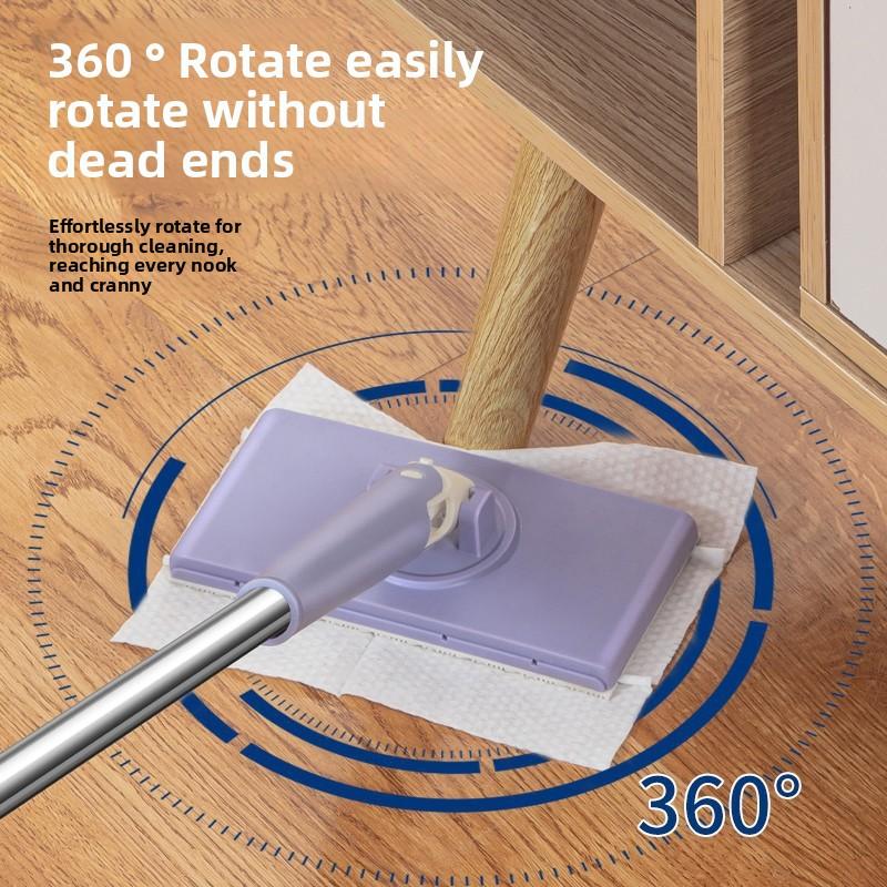 TikTok Hot-Selling Automatic Cloth-Clamping Bathroom Mop Household Cleaning Flat Small Mop Multi-Functional Face Towel Home Violet 91Cm1 [Bold And Thickened] Upgrad