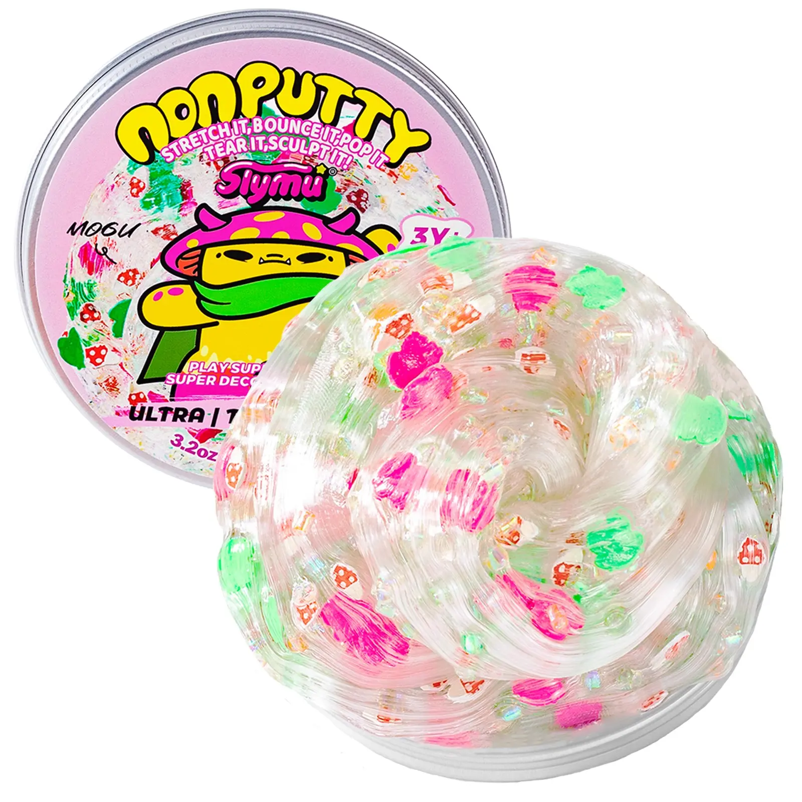 Slymu Ultra/Transparent Putty Slime - Clear, Sensory Fidget Toys, Sensory Squishy, Stress Relief, Decompression Squishy, Glitter, Non Sticky, Party Favors for Kids, Birthday Gifts for Girls and Boys, Soft Squishy Sensory