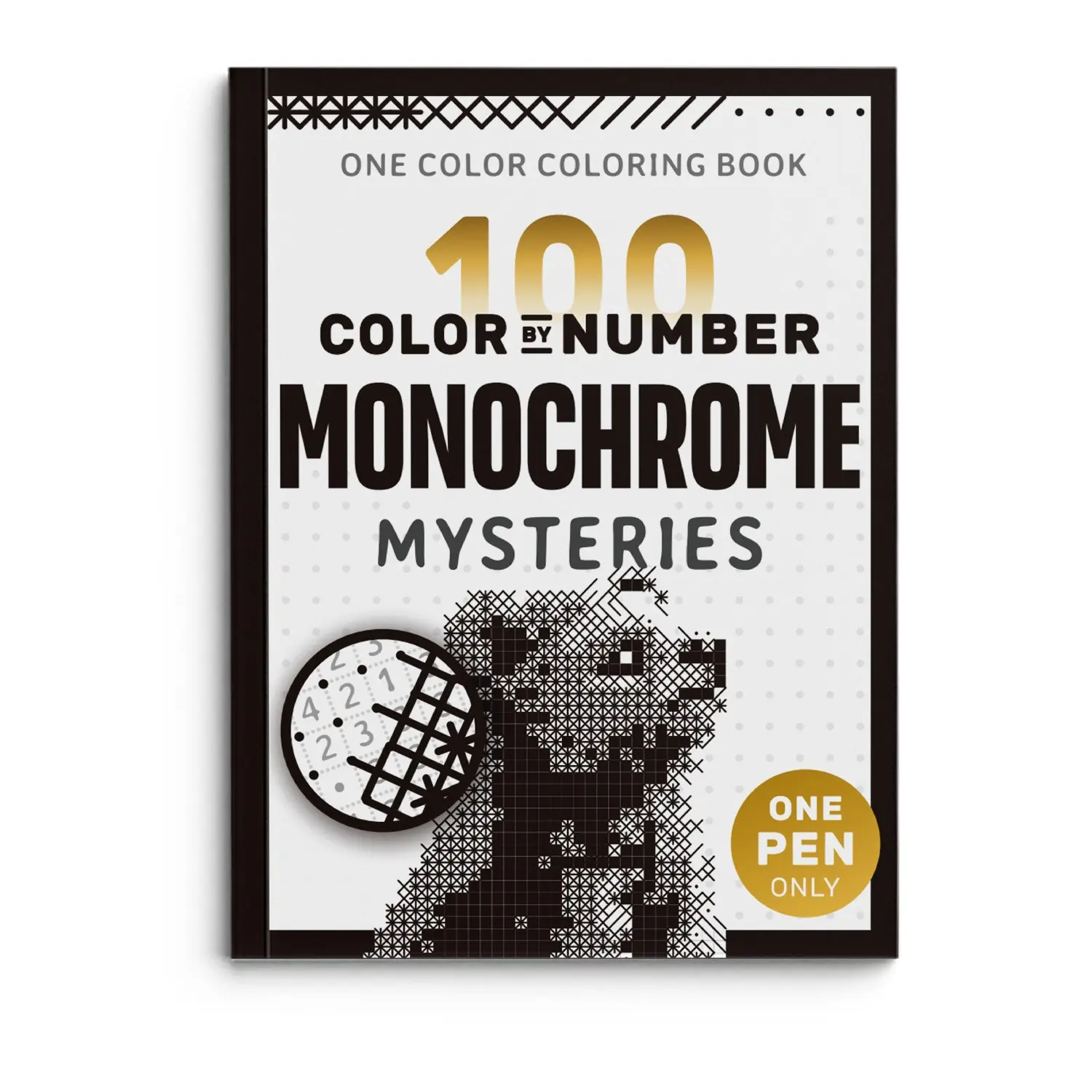 100 Color by Number Monochrome Mysteries, Engaging Art Activity Set, Perfect for Adults & Kids, Creative Coloring Book Collection