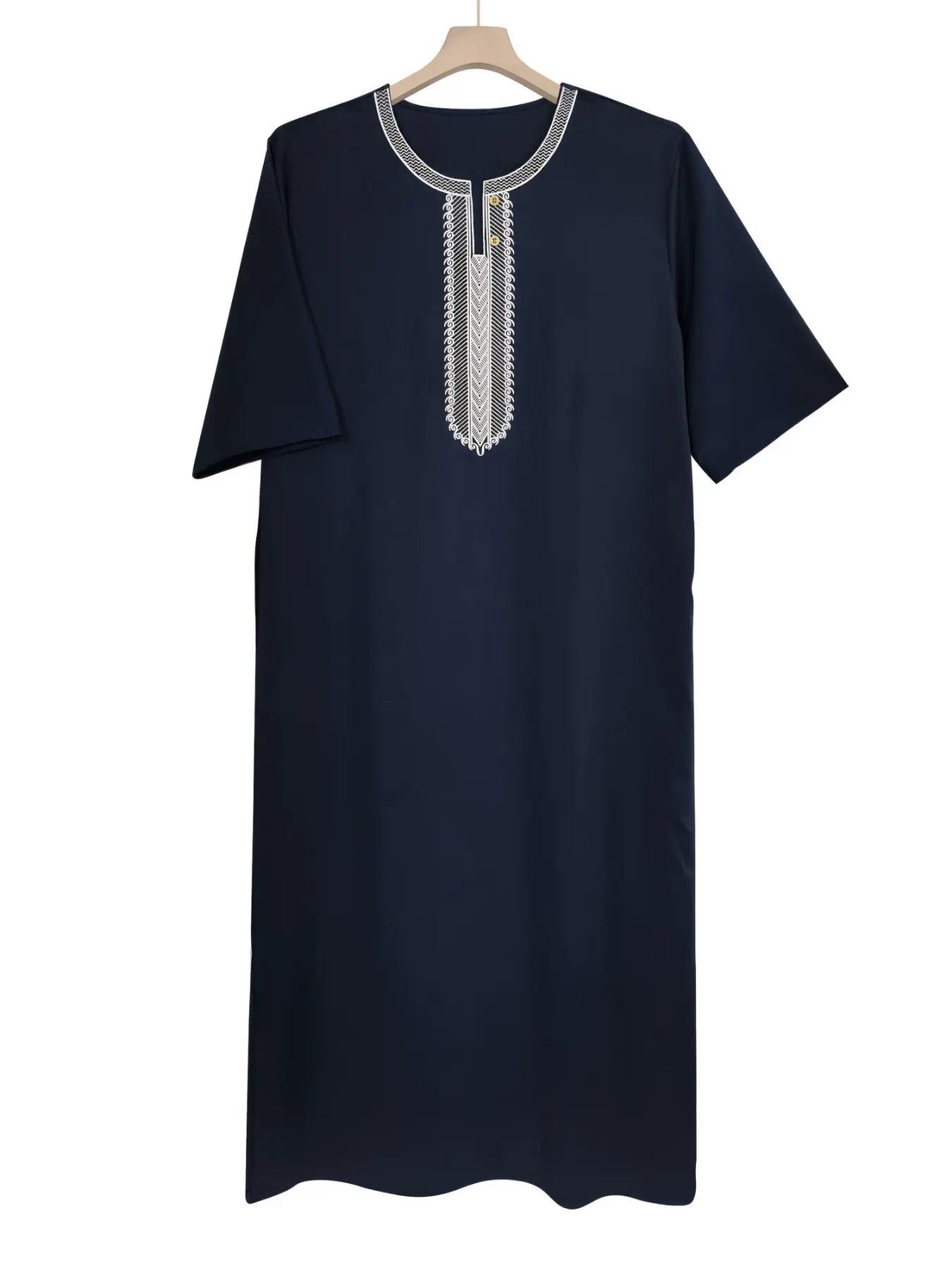 High Drape Men's Embroidered Arab Robe, Traditional Arabic Robe, Breathable Smooth Fabric, Suitable for Prayer, Ramadan, Daily Commute, Long Sleeve Clothing