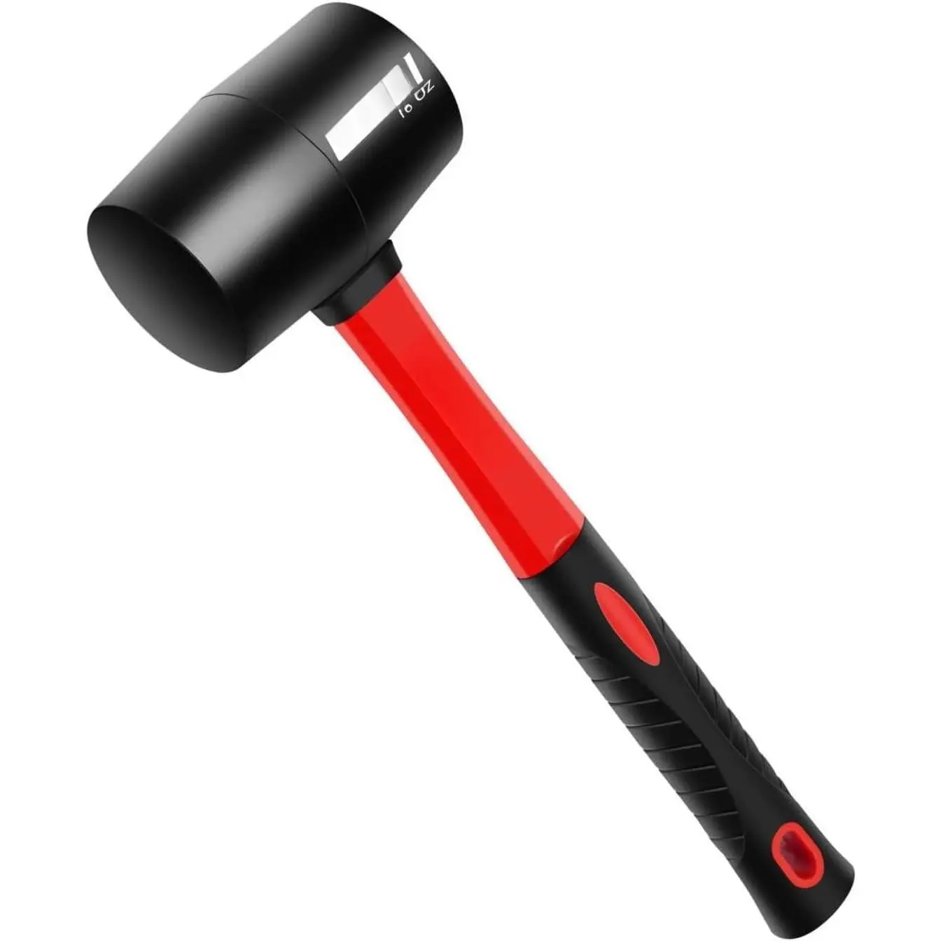 16oz Rubber Mallet Hammer, Fiberglass Handle, Rubber Mallet for Flooring, Tent Stakes, Woodworking, Camping, Soft Blow Tasks without
