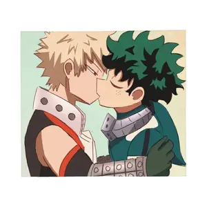 [All-Season Blanket]Bakudeku Kiss My Hero Academia Blankets Flannel Print  Multi-function Throw Blankets for Sofa Travel Plush Thin Quilt