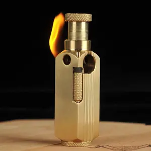 Vintage Antique Trench Lighter,Reusable Cool Lighters for Smoking,Novelty Soft Kerosene Cigarette Lighter,Pure Copper Lighter for Decorative Gift Present
