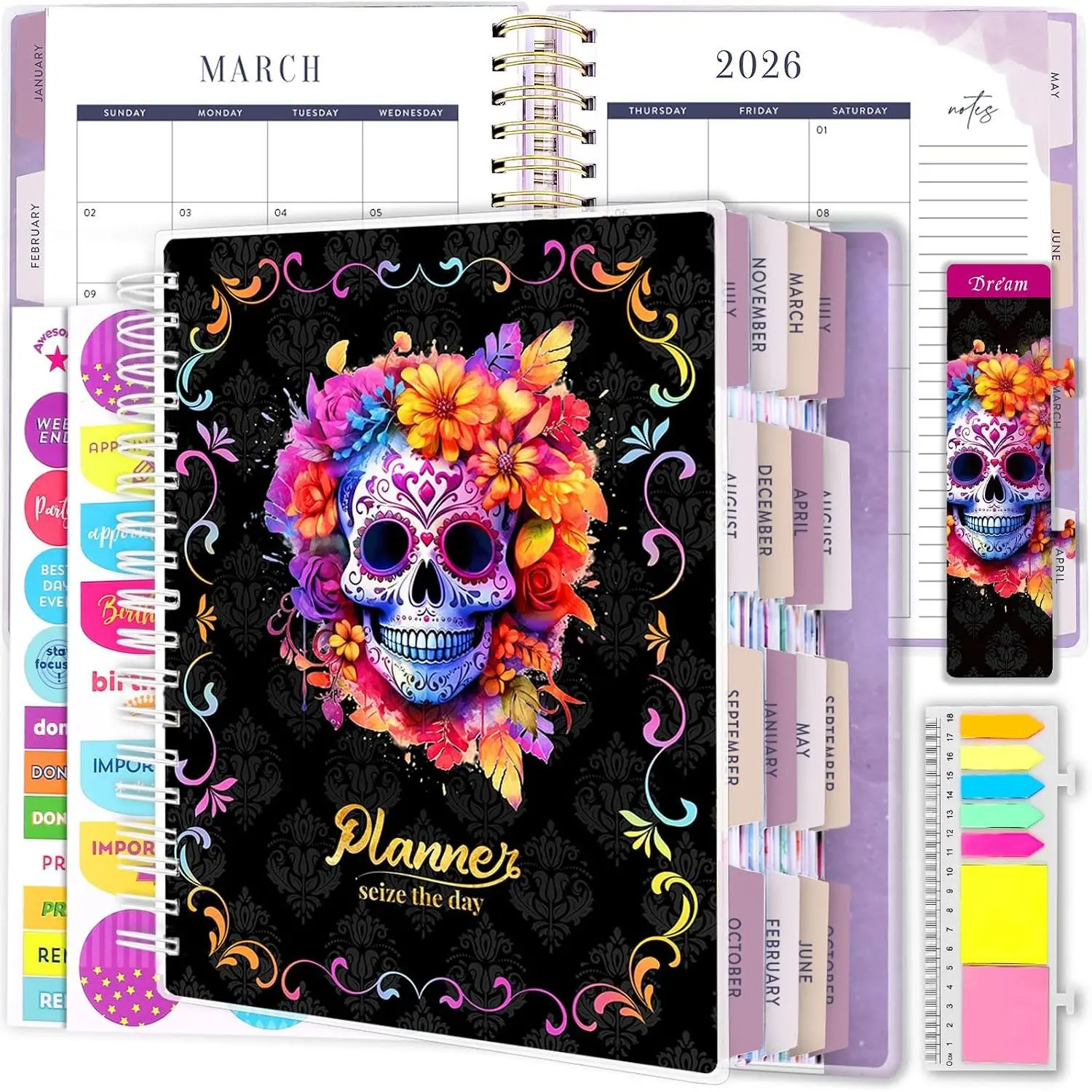 2026-2027 18-Month Large Planner - Daily, Weekly, Monthly Organizer with Organizer Storage and Printed Pages for Office Stationery Needs