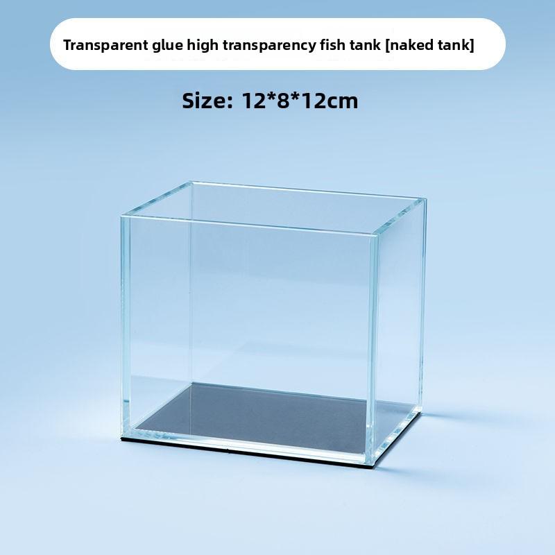 Thai Betta Fish Tank with Black Background Small Desktop Micro Landscape Mini Office Desk Ultra Clear Glass Betta Tank