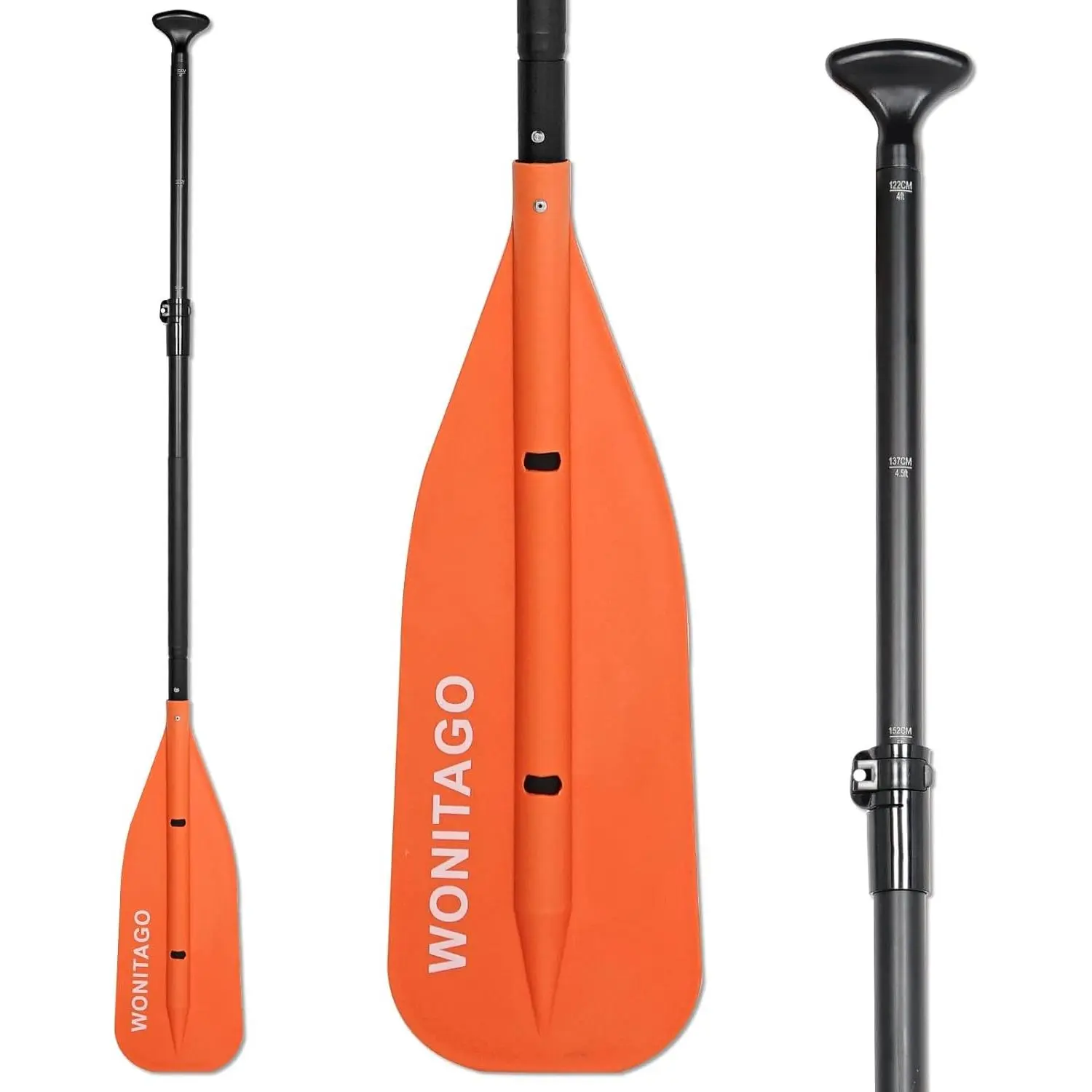 Aluminum Shaft Canoe Paddle with PP Blade Floating Adjustable Paddle for Canoeing Boating and Rafting 122-152 cm/4-5 Ft