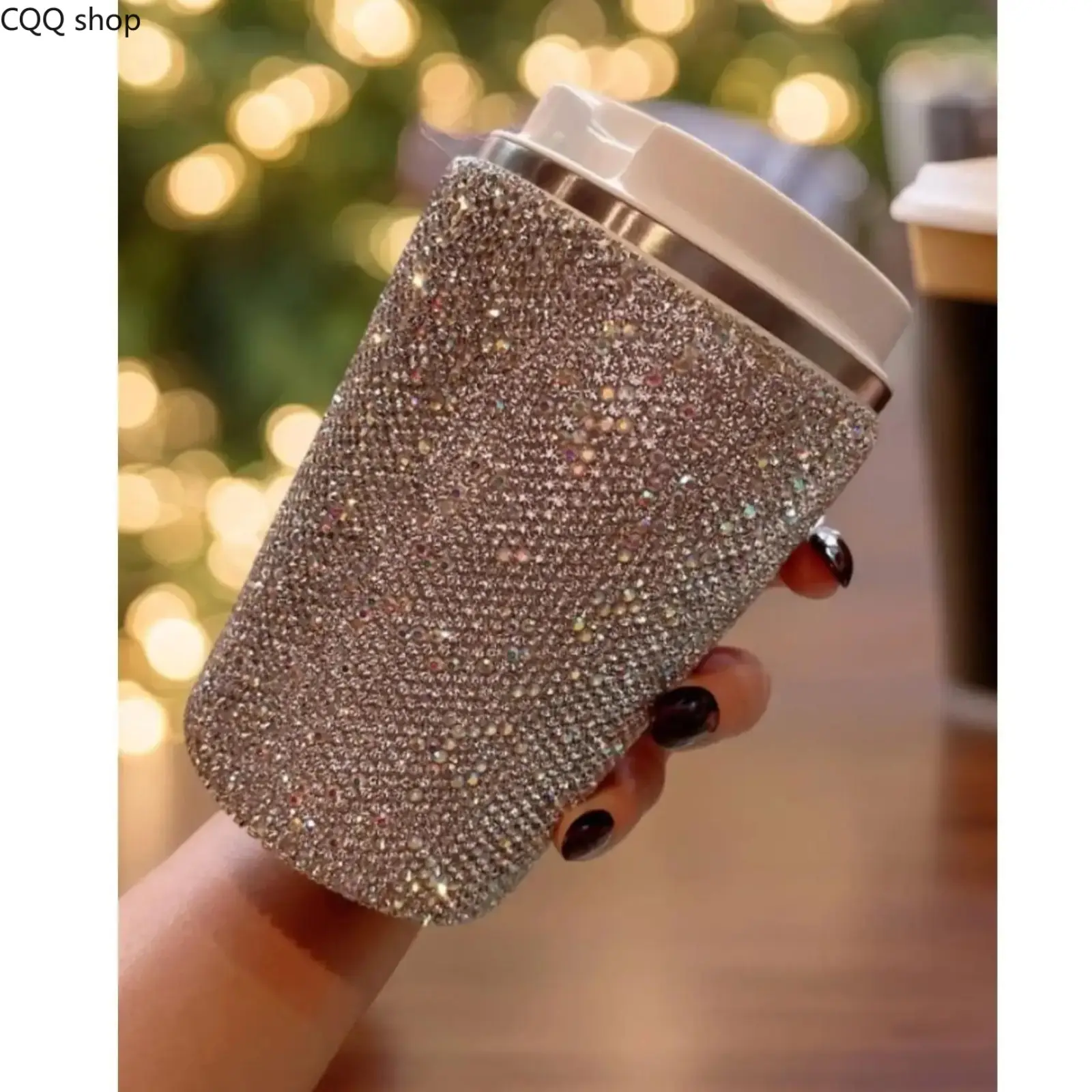 Unisex Luxury Rhinestone Bling 304 Stainless Steel Durable Insulated Hydration Tumbler - Anti-Leak Seal Vacuum Flask, Large-Capacity Portable for Outdoor Hiking, Car Travel Daily Use