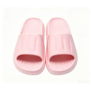 Minimalist Channel-Textured Platform Slides | One-Piece Molded EVA, Slip-Resistant Open-Toe Slippers for Household & Beach