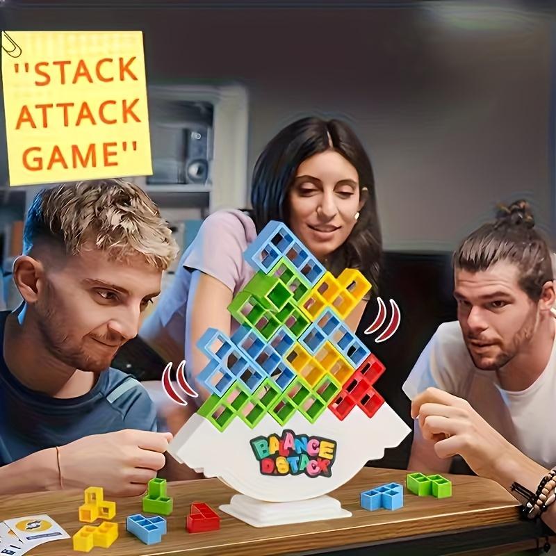 Balance Tower Stacking Game, Family Game: Fun Interactive Tabletop Toy Suitable for Children and Adults, Includes 16/48 Blocks, 22 Cards, 1 Support Plate, 1 Base, 1 Penalty Plate, Fun Party Prop, Great Gift for Halloween, Christmas, Birthdays