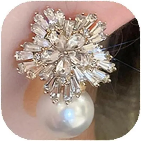Chic Pearl Rhinestone Dangle Earrings Crystal Statement Vintage Gold Pearl Earrings Set for Women