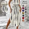 Women's Tie Dye Long Dress, Spaghetti Strap Sundress, Sleeveless Fitted Split Thigh, Casual Multi-Color Print, Perfect for Vacation and Valentine's Day #GLOBAL PICKS