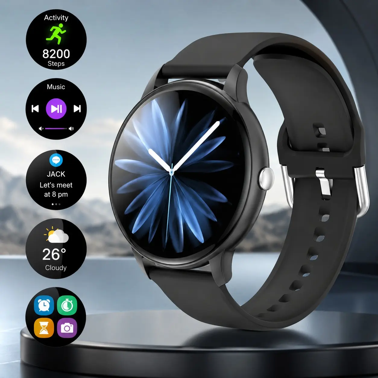 1.5 Inch HD Smart Watch, Bluetooth-compatible Calling & Messaging, Multiple Sports Modes, Connects to iOS & Android, Unisex Design