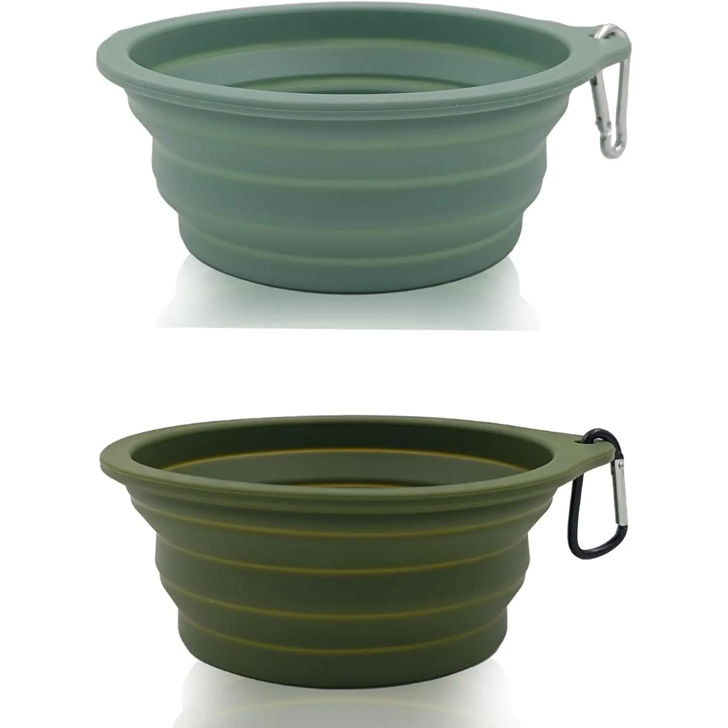 2 Pack Collapsible  Travel Bowls (21oz/600ml),   Grade  Integrated Molding, No Plastic Rim, Portable  Feeding Watering Dishes for Outdoors with Clasp,