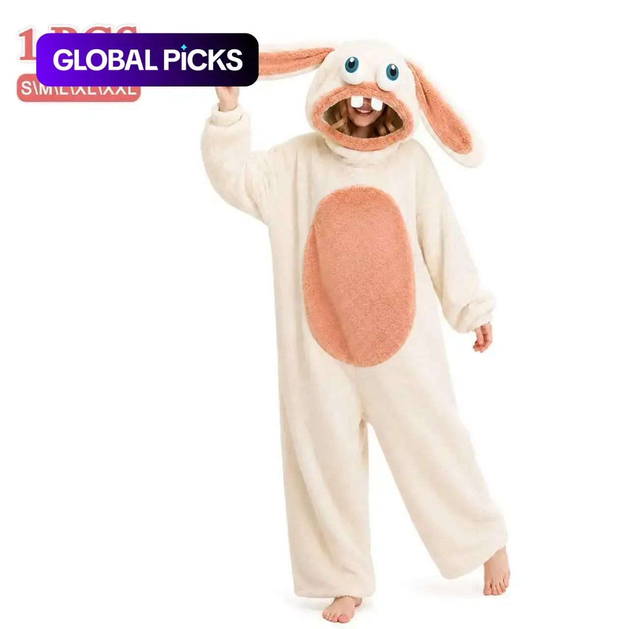 Cute Bunny Onesie Pajamas for Women, Soft Plush Hooded Long Sleeve Rabbit Jumpsuit, Cozy Easter Sleepwear, Pajama Parties, Sleepovers, Lounging at Home, Loungewear