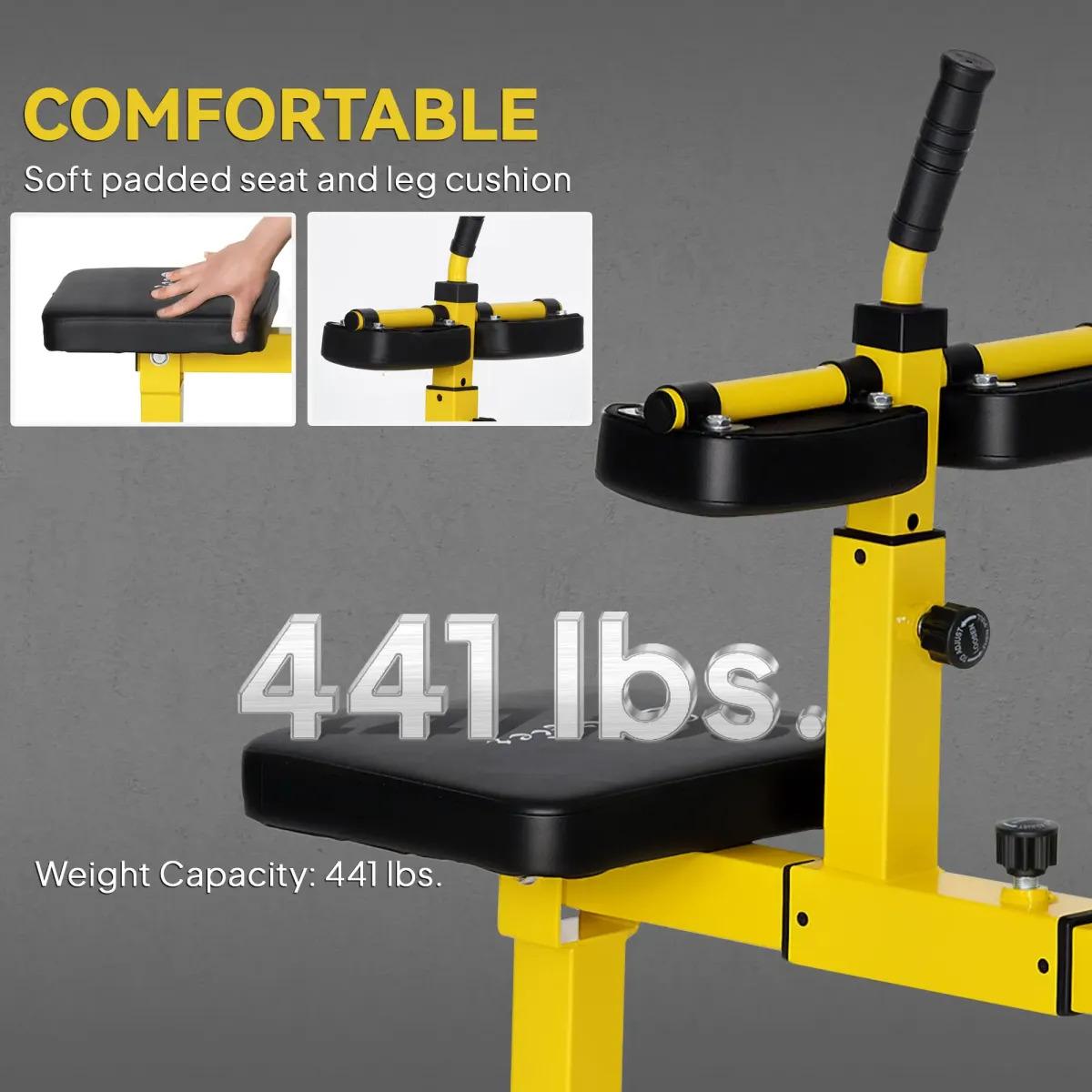 [Fahuac] Yellow Seated Calf Raise Machine, Adjustable Leg Machine for Home Gym, 440 lbs Capacity, Dual Olympic Weight Posts with Non-Slip Foot Plate, Padded Seat & Thigh Pads