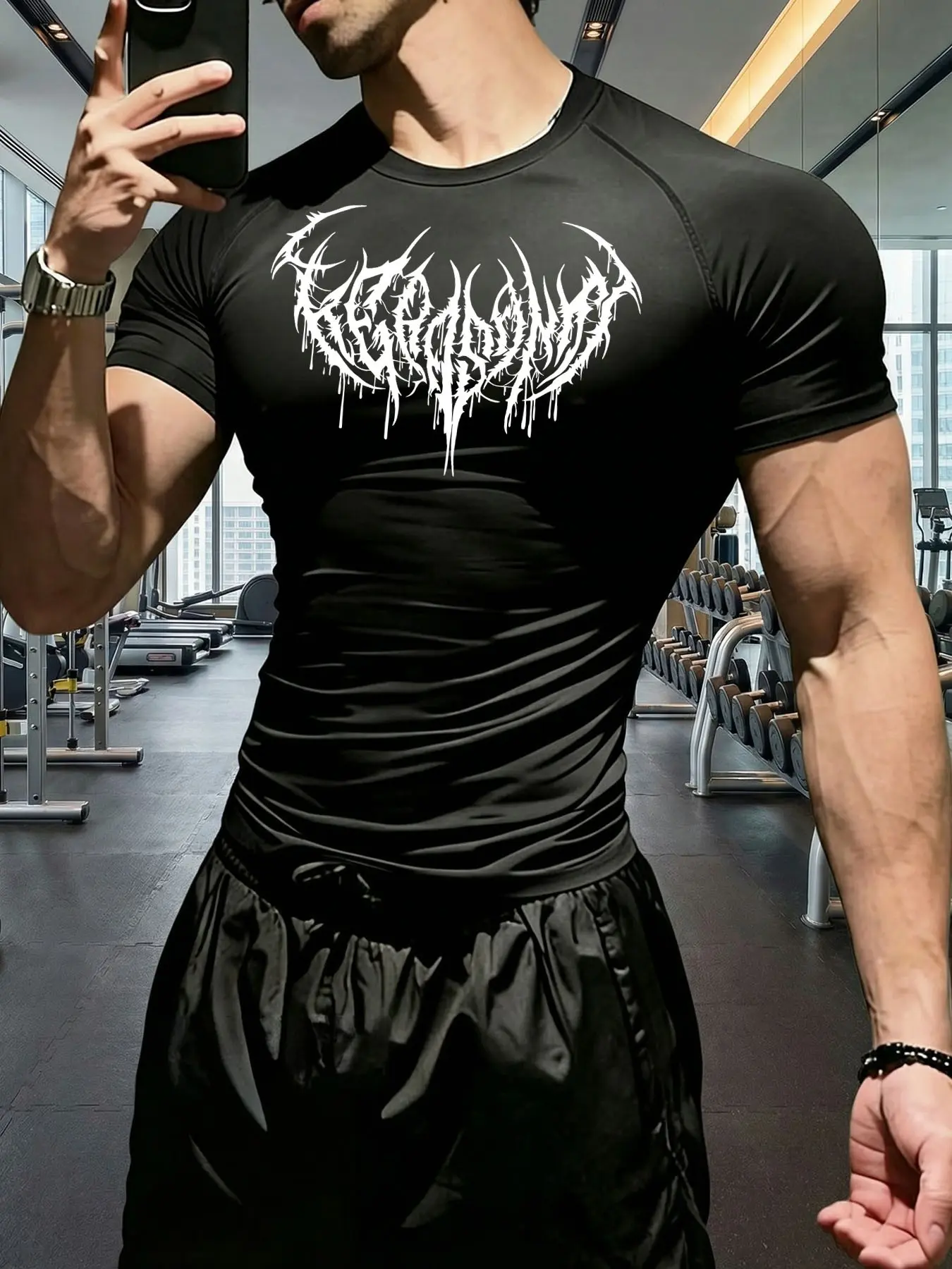 Men's Compression Sports Shirt, Tight-Fitting Short Sleeve Gym Quick-Dry T-Shirt, Running Training Top, Summer Casual Sportswear, Compression Tops