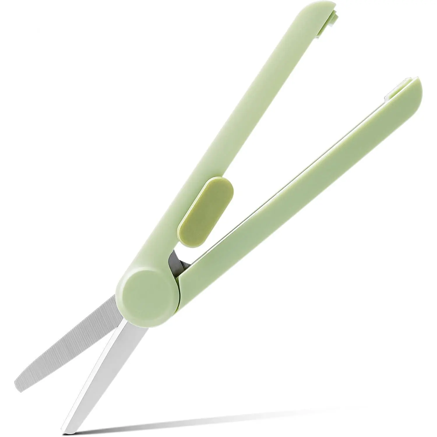 2-in-1 Compact TSA Approved TSA Safe Retractable Stainless Steel Safety & Serrated Scissors Mini Box, School Supplies Tool for Craft, School Office Use, Green, Cut