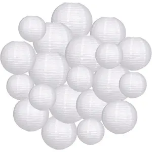 Paper Lanterns Party Decorations,  Round Chinese Lanterns for Wedding Graduation White Birthday Decorations Pack of 20 White